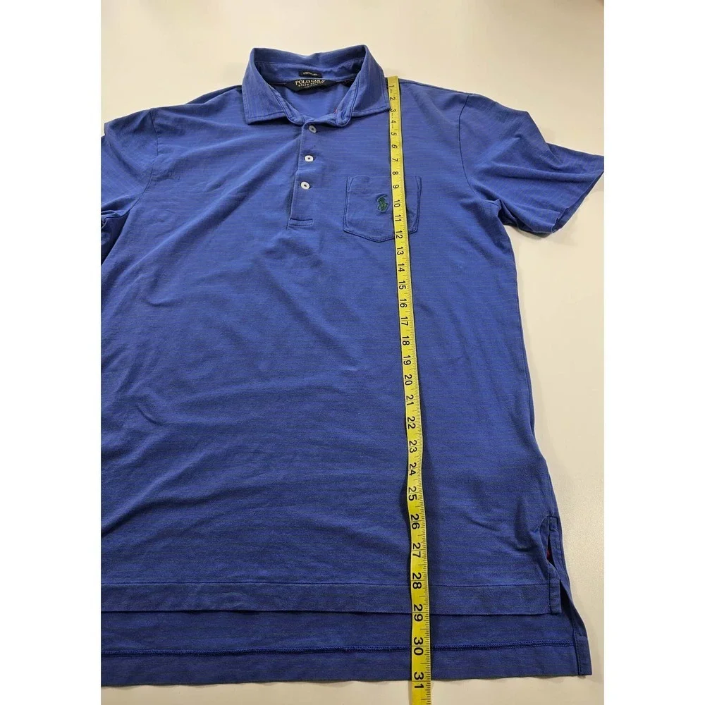 Polo Golf stretch lisle size small S blue made in Peru short sleeve